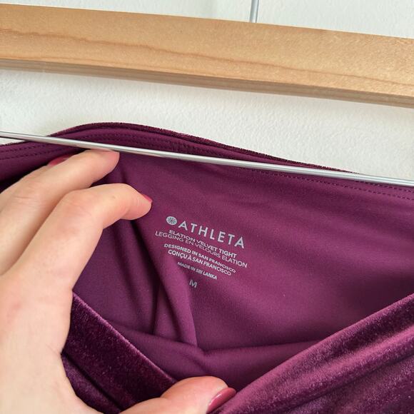 Athleta Elation Velvet High Rise Pull On Leggings in Century Plum M - Picture 9 of 12